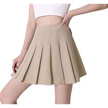 Women Girls Short High Waist Pleated Skater Tennis Skirt - Blacknavy Stripes - View 10