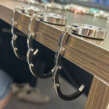 Foldable Metal Desktop Hanging Hook Student Desk Hook Portable Metal Bag Hanger Travel Essentials - Silver - View 5