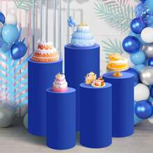 Royal Blue Cylindrical Bottom Cover, Spandex Cylindrical Stand Cover For Party, Wedding Or Birthday Decoration - Cylindrical Cover Only