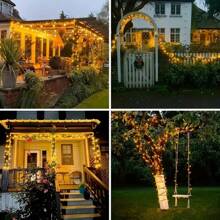 GHUSTAR Guirlande lumineuse solaire 32 m 300 LED, 8 modes réglables, étanche IP44 pour l'extérieur, parfaite pour la décoration de cour, de jardin, de porche, de festivals et de fêtes