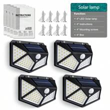 1/2/4/6PCS LED Solar Wall Lamp With Motion Sensor, 4 Sides Lighting LED Solar Lamp,Bright Solar Light, Recargables,Outdoor Solar Night Light, Suitable For Garden Decor Light, Courtyard Lighting,Street Lamp Garden Railing Decorative Lamp,Entrance Lighting