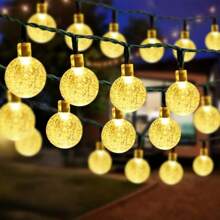 1 pacote 20/30/50/100/200 Luzes de Fio Solar em Formato de Esfera de Cristal LED, Luzes Solares para Uso Externo, Com 8 Modos de Iluminação, Decorações de Halloween Externas para Jardim, Árvore, Pátio, Festa, Natal, Pátio
