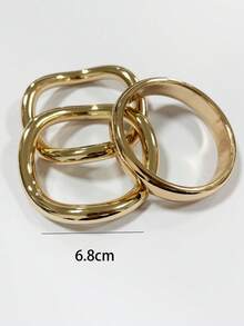 3 Pcs Golden Color Chunky Bracelets Set For Women Water Proof Bangles Set Basic Design Stacked Bracelet - Gold Bracelet 3-piece Set - View 7
