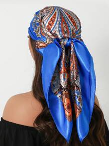 1 peça de cachecol moderno para todas as estações, cachecol quadrado estampado para mulheres, bandana feminina para uso diário, novo lenço de cabeça com proteção solar