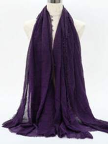 1pc Women's Solid Pleated Basic Classic Plain Headscarf Hijab Wrap Abaya Accessories - Pleated Cotton and Linen - View 39