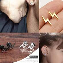 Este par de pendientes de acero inoxidable con diseño de rayos en estilo punk ha sido recubierto por vacío para evitar el desgaste del color y es hipoalergénico. Es adecuado tanto para hombres como para mujeres como accesorio para las orejas.