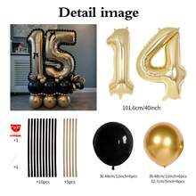37 件铂金色数字立式气球套装，包括 40 英寸（101.6 厘米）铂金色铝箔数字气球、黑色和金属金色圆形乳胶气球，适用于周年纪念、生日、新娘、婚礼、毕业典礼、节日、派对装饰 - 白金數位套裝 - 查看 20