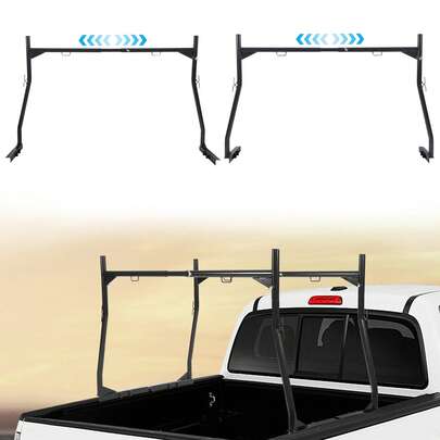 Rainaut Pickup Truck Rack With A Load Capacity Of 800 LBS, Adjustable Width Of 46-71 Inches, Made Of Carbon Steel, Black Color. Utility Rack For Trucks, Recommended For Wood, Kayaks, Surfboards, Ladders, Tents.