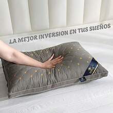 Juego de 2 almohadas a cuadros de soporte para la protección del cuello, 45*65, Soporte contorneado ergonómico ajustable ortopédico, Para dormir de lado y de espalda, Funda extraíble para mayor comodidad al dormir, 3 Colores: azul marino, blanco y gris - Gris - Ver 6