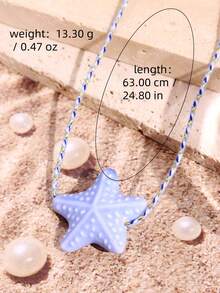 1pc Summer Beach Vacation Design Starfish Pendant Necklace, Women Fashion Jewelry, Suitable For Daily And Beach Resort Outfits - Multicolor - View 9