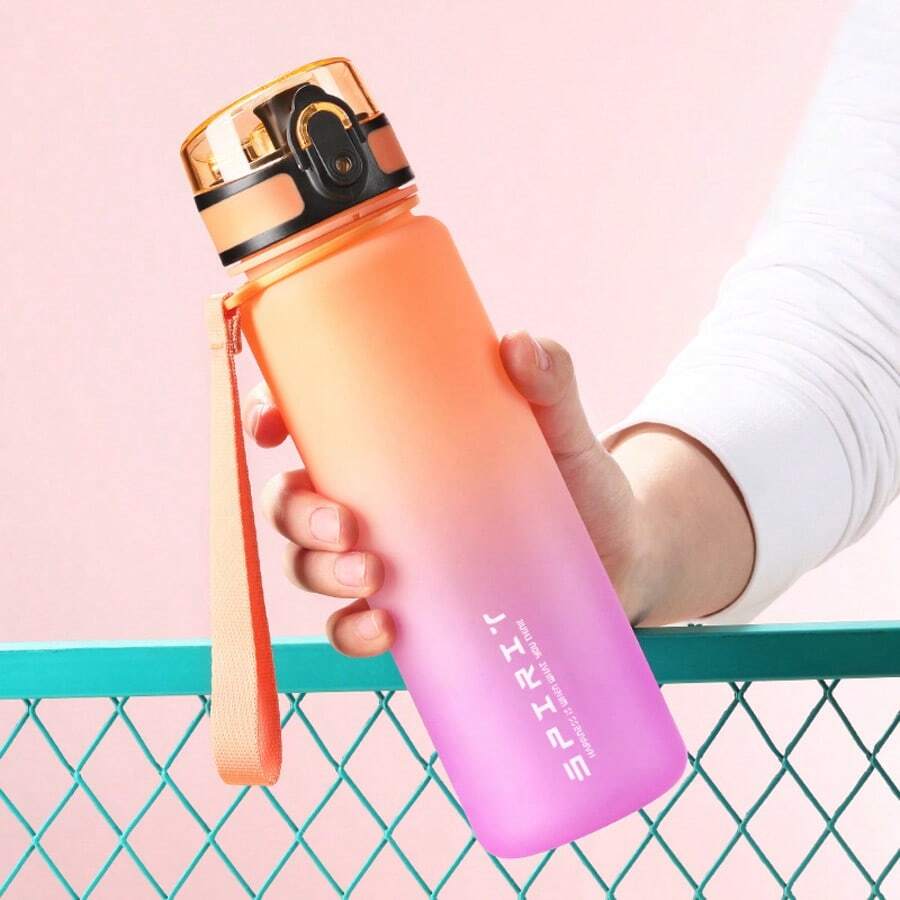 1pc 500ml/650ml/1000ml Large Capacity Plastic Gradient Water Bottle, Outdoor Sports Water Cup, Directly Drinkable Water Bottle, Convenient To Hold