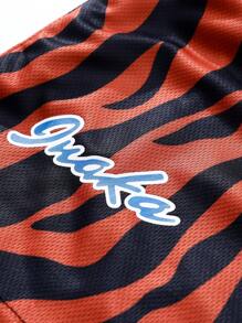 Pantalones cortos de baloncesto casuales de ajuste casual con estampado de rayas de tigre para hombres, para primavera y verano, escuela