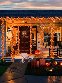2pcs/1pc-Autumn Lights Thanksgiving Autumn Decoration,Thanksgiving Decorative Maple Leaf Pumpkin Lantern,Lighting Autumn Garland 10LED Autumn Leaf Garland String Lights Plug-In Maple Leaf Lights Autumn Harvest Halloween Decoration Indoor Qutdoor Holiday Home Decoration