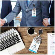 伸缩徽章夹，徽章卷轴 4 件，用于身份证徽章夹，伸缩钥匙圈，钥匙扣，带夹子，伸缩挂绳（黑色 - 4 件） - 黑色 - 查看 7