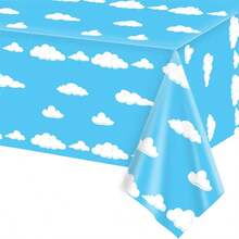 1Pack/4 Packs Blue Sky White Clouds Party Tablecloth Cartoon Story Birthday Party Supplies Disposable Table Cover 54 X 108 Inch For BoyGirl BabyShower Birthday Party Decoration - Blue - View 1