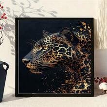 1pc 5D DIY Diamond Painting Kit, Leopard Pattern, Suitable For Beginners, Full Round Drill, Full Drill Canvas Craft, Includes Drill Tools And Dazzling Multi-Faceted Synthetic Diamonds, No Frame, Various Sizes Available, Ideal Wall Decor For Home - Multicolor - View 3