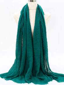 1pc Women's Solid Pleated Basic Classic Plain Headscarf Hijab Wrap Abaya Accessories - Pleated Cotton and Linen - View 61