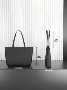 Women's Large Shoulder Bag – Stylish Handbag With Zipper & Inner Pocket, Unique Design, Ideal For Work, Shopping, Dating - Black - View 3