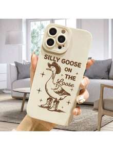 Phone Case With Silly Goose For IPhone 11 12 13 14 15 16 7/8 7Plus/8Plus X/Xs XS Max Promax Plus Pro, Shockproof Soft Covers, Cellphone Protective Casing - White - View 3