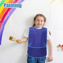 1/2/4 件儿童艺术罩衣，适合 3-8 岁儿童防水艺术家绘画围裙，带口袋，适合绘画艺术工艺活动