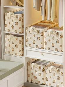 1pc Foldable Handled Clothing Storage Box, Large Capacity, Reinforced Portable Storage Bin For Bedding, Comforters, Space Saving Closet Organizer For Bedroom, Home, Dorm, Laundry Basket, Toy & Clothes Organizer