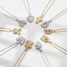 1 Stück modischer, eleganter Kristall-Strass-Buchstabenanhänger-Kette in Goldfarbe für Frauen