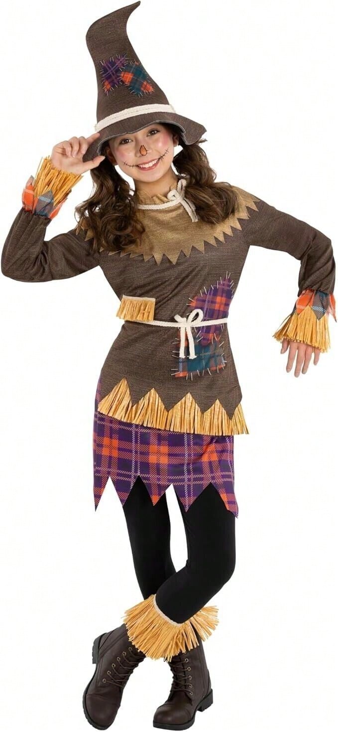 Morph Costumes Spook-Tacular Kids Scarecrow Costume Set - Fun Halloween Fancy Dress With Tunic, Straw Cuffs & Hat For Creative Dress-Up - Brown - View 1