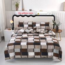 3pcs Printed Brushed Duvet Set [1pc Duvet Cover + 2pcs Pillow Shams] No Bed Sheet, No Filler, New Check Pattern, Popular Floral Design, Soft And Comfortable Fabric, Suitable For Bedroom, Hotel, Dormitory, Hostel