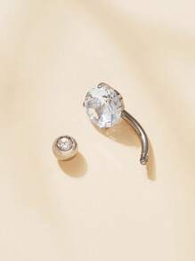 4 قطع أقراط سرة من الفولاذ المقاوم للصدأ المرصعة بالراين ستون، مجوهرات بسيطة لثقب البطن للنساء