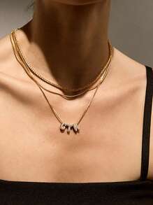 1pc Customized Simple Cubic Zirconia 3D Bubble Letter Name Necklace, Personalized Copper Initial MAMA Pendant Necklace, A Fashionable, Minimalist, Casual, Vintage, Unique Gift Ideal For Girlfriend, Mom, Family, Friend, Daughter, Anniversary, Valentine's Day, Mother's Day, Birthday, Graduation, Daily Wear, Wedding, Party
