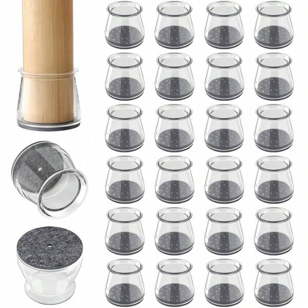 8/16/24 pièces Protecteurs de sol pour pattes de chaise, cache-pattes de chaise en silicone, patins pour meubles sur sols en bois dur, patins glissants pour pattes de chaise (ronds)