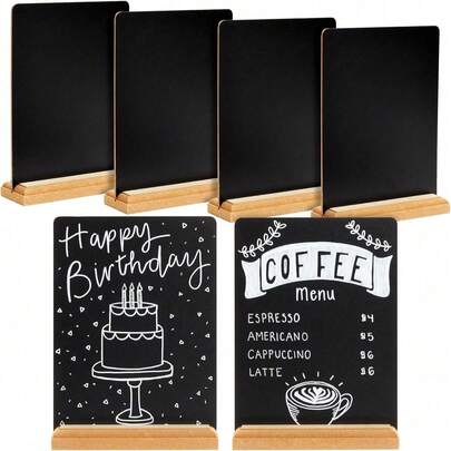 1/2set Mini Chalkboard Signboards With Stand, With Stand Place Cards, Small Chalkboards For Table Decorations, Weddings, Birthday Parties, Table Numbers, Food Labels, Message Board Signs And Event Decorations, Restaurant Food Display, Message Boards, Small Business, Wedding, Banquet, Coffee Shop,Graduation, Open Bar Sigs With Holder