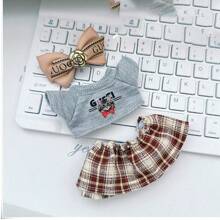 LABOBO 10cm Doll Clothes, High-End Lattice Print Mini Dress Set For LABUBU Blind Box