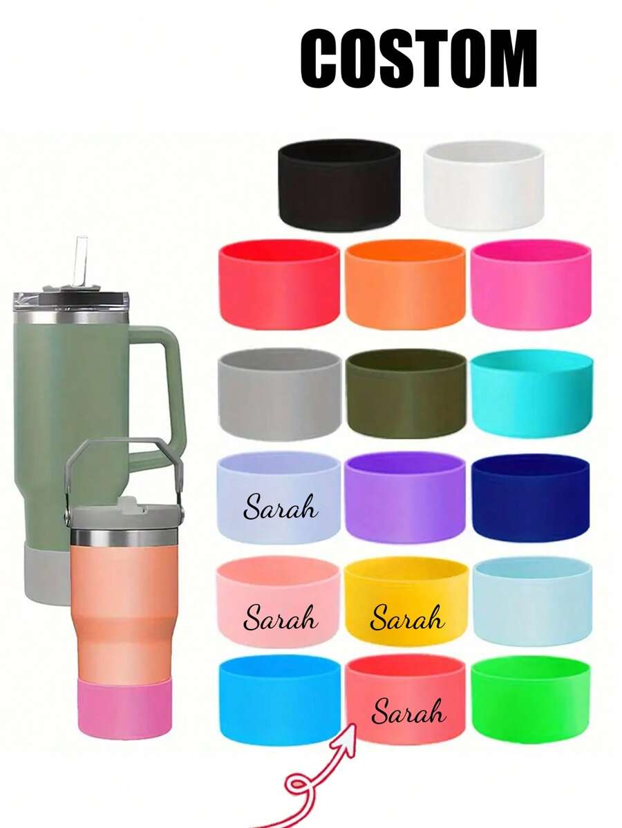Personalized Name, Silicone Boots, Cups - Accessories Non-Slip Silicone Cup Cover, Suitable For 12-40oz Silicone Cup Cover, Non-Slip Protective Base, Suitable For Valentine's Day, Women, Mother's Day, Thanksgiving, Christmas Holiday Gifts - Female Cup Accessories Water Cup, Bottle Protection Bottom Cover, Cup Accessories,Wedding Essentials