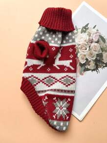 1 pieza Suéter de venado rojo vino apto para gatos y perros, decoración navideña