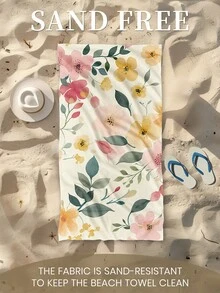 1 件印花沙滩巾、花卉图案游泳巾、浴巾、时尚风格沙滩巾、超强吸水浴巾，适用于浴室、游泳、健身、瑜伽、柔软舒适的超细纤维毛巾、轻便便携、防风防晒、防沙，适合夏季旅行、度假浴室装饰、建议常规尺寸和更大尺寸，（35 * 75 厘米小尺寸毛巾，建议 150 厘米或以上）