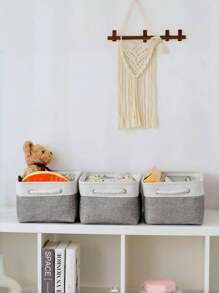 Storage Basket - Fabric Cube Organizer Basket For Bookshelf, Closet, Home Decor, Gift, Small Items, School Supplies, Misc Storage, Gray Medium Size