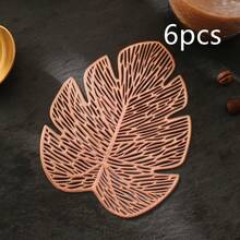 1/6/12件香蕉叶杯垫，防滑耐热杯垫，防水防油装饰垫，适用于餐桌、餐厅、咖啡厅 - 彩色 - 查看 15