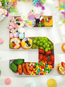 1pc Personalized Number Shaped Tray, Handmade Creative Box, White Number 0-9 For Wedding Party Supplies, Fillable Cake, Chocolate, Candy, Flowers And Fruit, Suitable For Holiday Parties, Graduation Ceremony, Wedding, Babyshower, Anniversary, Valentine'S Day, Birthday Party Decorations And Photography Props