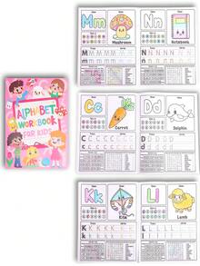 Kit d'apprentissage préscolaire 5 EN 1 pour les 3-6 ans Cahier de traçage de l'alphabet + Exercices de mathématiques et livre de jeux bonus Jouets éducatifs pour tout-petits pour la pratique de l'écriture (ABC et 123), Fournitures scolaires / Cadeau d'apprentissage de bienvenue - couleur - Voir 19