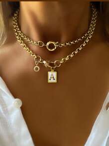 STYLEVER 1 Stück goldfarbene Buchstaben-Initialen-Kette von A-Z, 26 Buchstaben-Kette, geeignet als hochwertiges Urlaubsgeschenk, Kette mit besonderer Bedeutung, Edelstahlkette