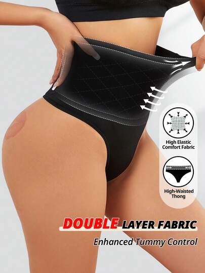 FLARIXA Flarixa 1 peça calcinha modeladora de cintura super alta sem costura calcinha feminina fio dental lingerie controle de barriga camada dupla cinta modeladora roupa íntima