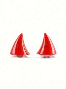 2/4 piezas - Cuerno de becerro creativo para casco de scooter eléctrico y motocicleta - Iluminación redonda retro, accesorios multiusos de ventosa roja y azul, de TPU duradero, piezas de motocicleta