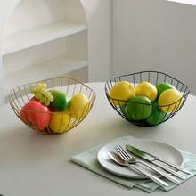 1PC Gold/Black Wire Fruit Basket – Rustproof Mesh Decorative Bowl For Kitchen Counter, Dining Table, Living Room Storage & Modern Home Decor - Multicolor - View 9