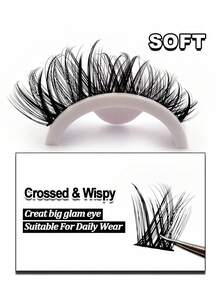 Rikuaild 100PCS D Curl Clusters Lashes Fluffy Soft Crossed Dramatic DIY Lash Wispy Natural Look False Eyelashes - D - Xem 4