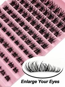 Rikuaild 100PCS D Curl Clusters Lashes Fluffy Soft Crossed Dramatic DIY Lash Wispy Natural Look False Eyelashes - D - Xem 6