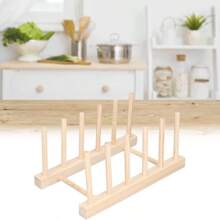 Teller Ständer, Holz Teller Ständer Halter Teller Organizer für Kabinettplatz Sparer Holz Geschirr Abtropfgestell vertikal Ablaufhalter Küchenregal Organizer für Teller, Töpfe, Deckel (5')