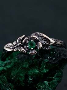 Vintage Green Zirconia Butterfly Ring | Elegant Luxury Purple Design, Delicate & Versatile Women Daily Accessory