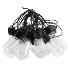 1 pièce Guirlandes lumineuses solaires à 10/20/30 LED pour éclairage de rue et de zone, ampoules décoratives de Noël IP44 pour l'extérieur, guirlandes de fête vintage, pour jardin, tonnelle, vérandas, camping - Finition métal mat, semi-affleurant, commande d'interrupteur, applique amovible, abat-jour en acrylonitrile butadiène styrène, batterie au nickel 400 mAh, chargée solaire, solution d'éclairage commercial, éclairage extérieur, idéal pour Noël, parfait pour Thanksgiving