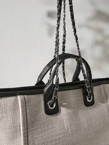 Minimalist Large Capacity Tote Bag, Tote Bag Large, Best Fall Inspo Ideas Winter Gifts - White - View 2